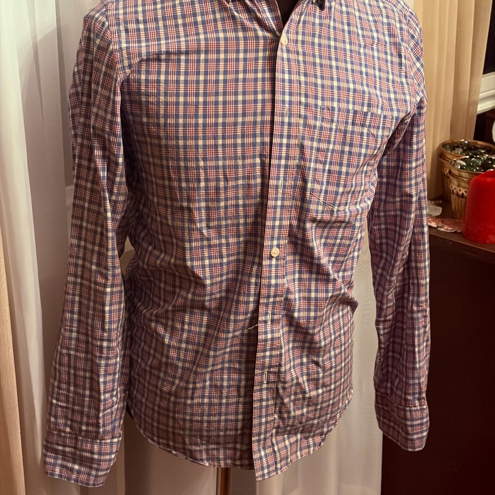 J. Crew Men's Red and Blue Plaid Shirt